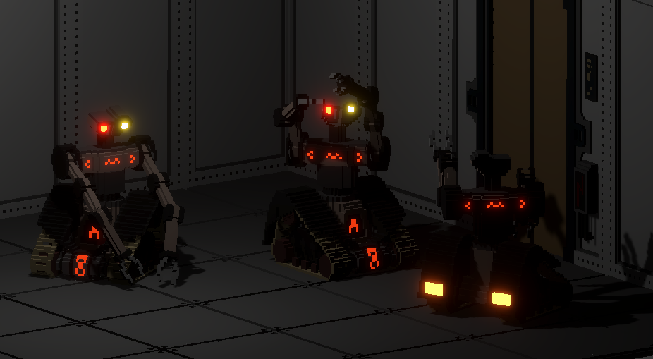 Maintenance bots in a dark room